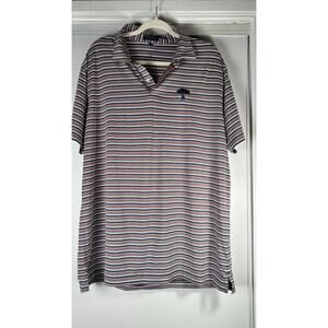 PETER MILLAR Crown Crafted Soft Cotton Men’s Polo Golf Shirt RedNavy Striped XL